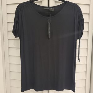 NWT Tahari Navy Tie Sleeve Top, S